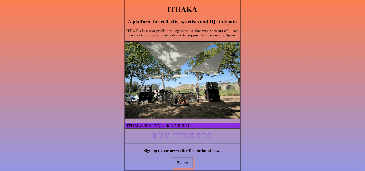 Screenshot of a landing page for ITHAKA